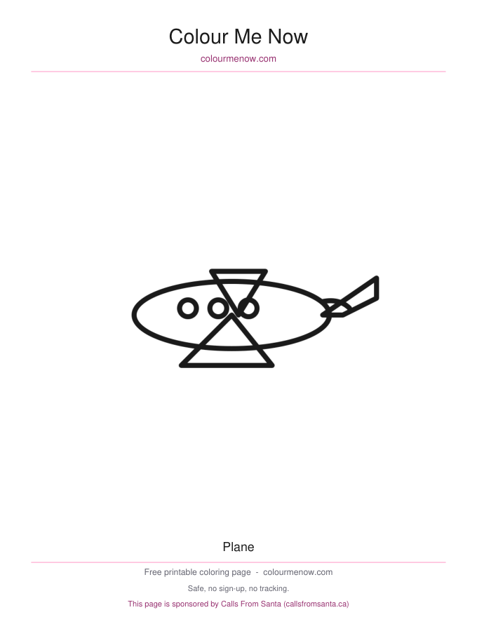 Plane colouring page preview
